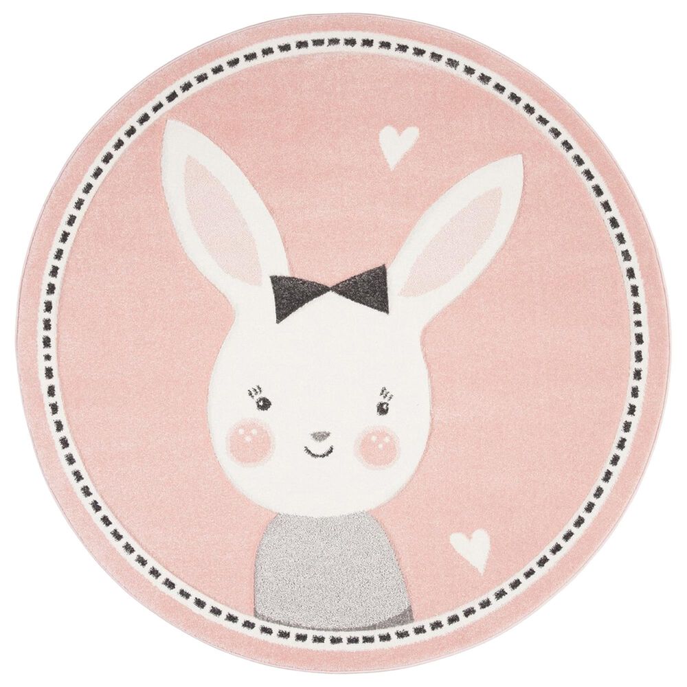 Safavieh Carousel CRK166 3" Round Pink and Ivory Kids  Area Rug, , large