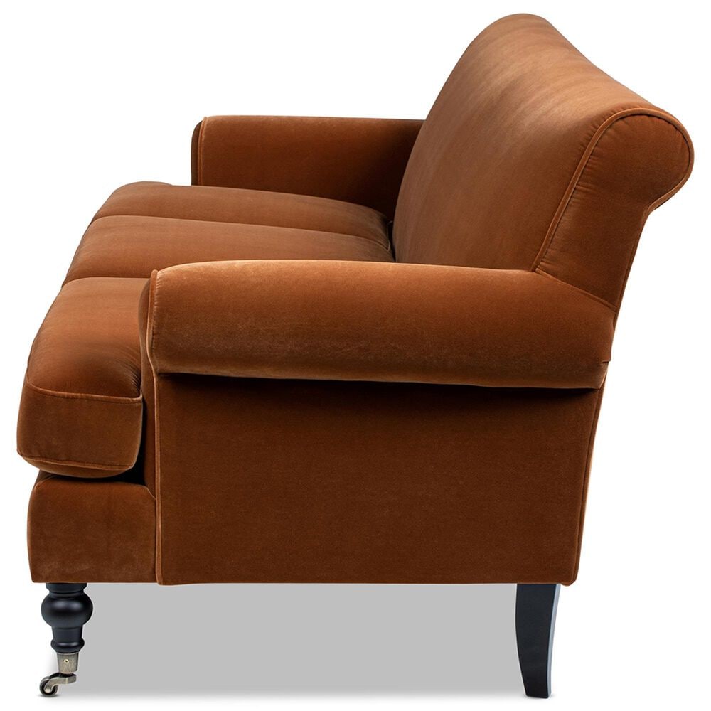 Jennifer Taylor Home Alana Stationary Sofa in Burnt Orange Velvet, , large