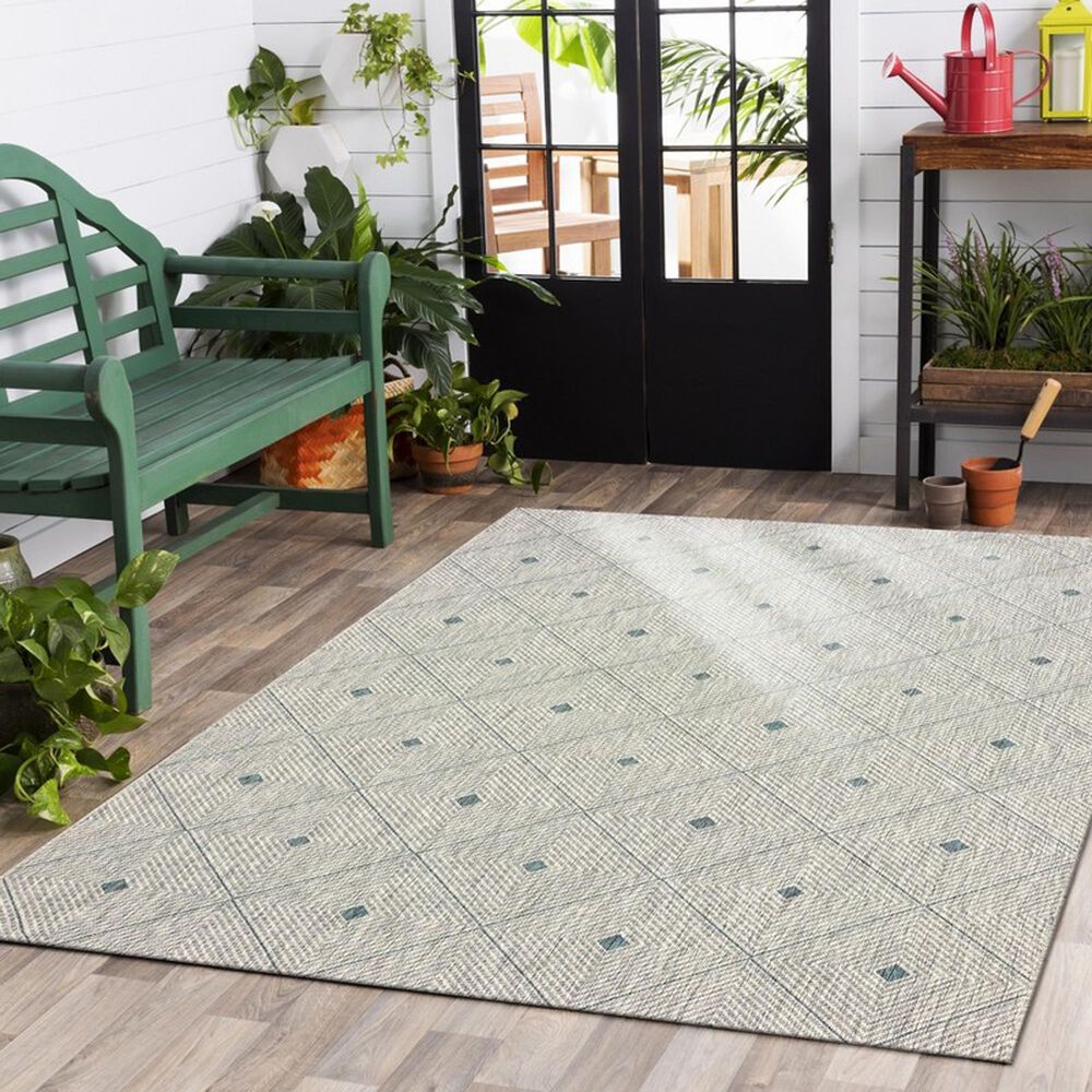 L&amp;R Resources Sun Shower 8&#39; x 10&#39; Blue and Gray Indoor/Outdoor Area Rug, , large