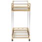 Baxton Studio Savannah 2-Tier Wine Cart in Gold and Clear, , large