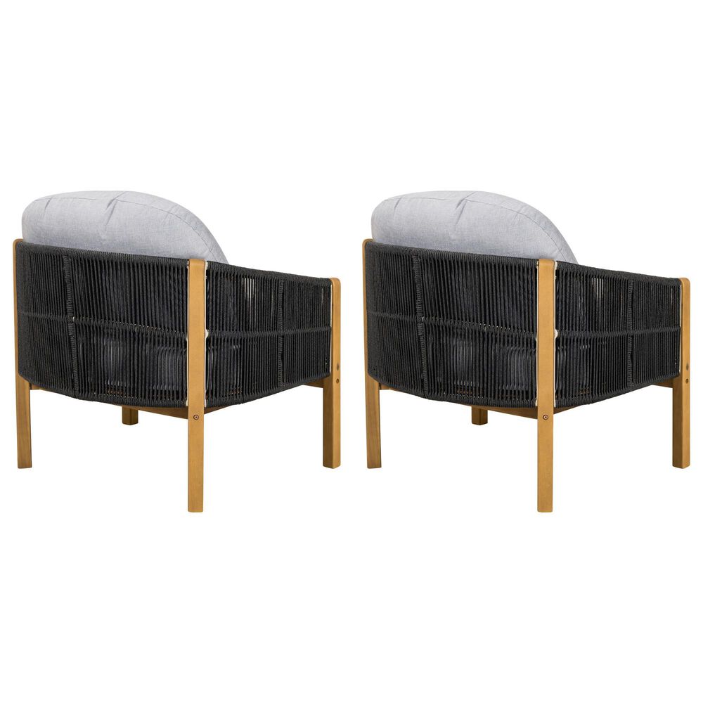 Hearth and Haven Grotta Outdoor Club Chair with Light Teak Frame in Gray (Set of 2), , large