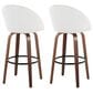 LumiSource Matisse 30" Swivel Barstool with White Faux Leather Upholstery in Walnut and Black (Set of 2), , large