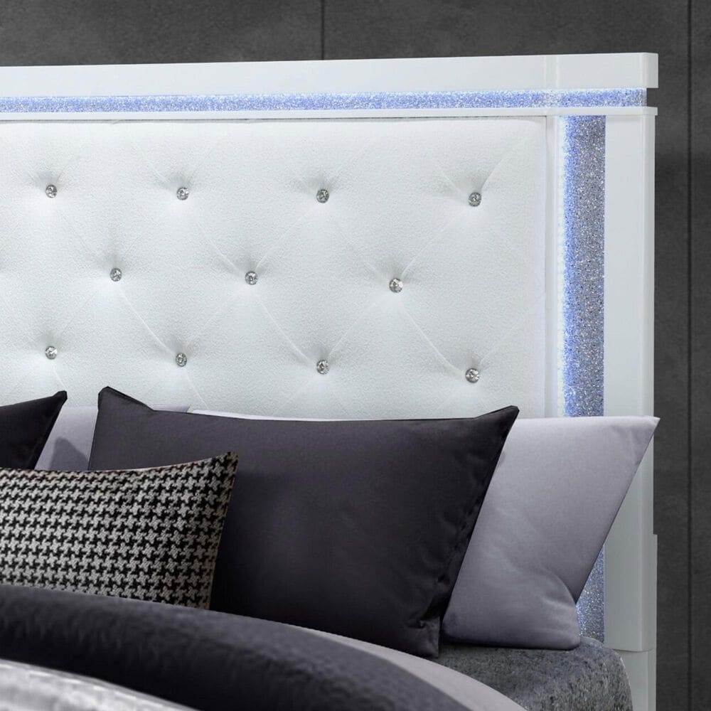 Global Furniture USA Alina King Panel Bed with LED in White, , large