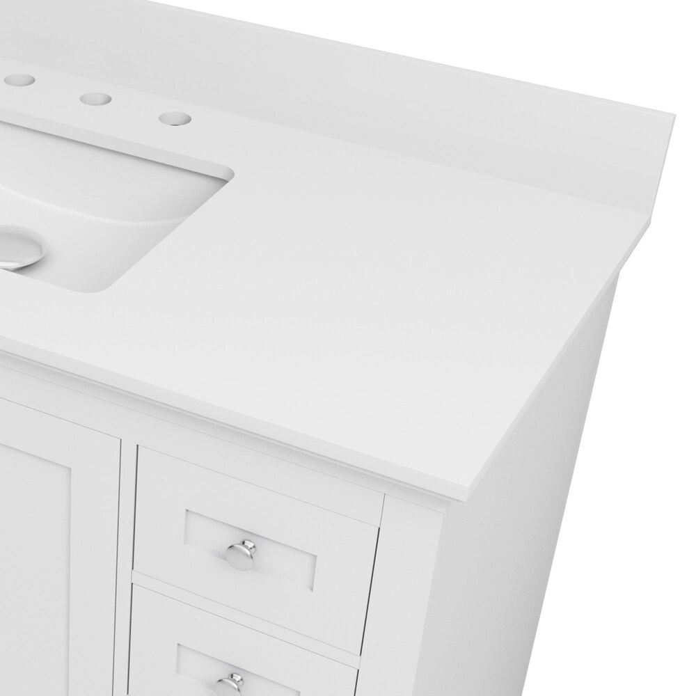 Lexora Home Dukes 48" Single Bathroom Vanity in White with 2 cm White Cultured Marble Top and Rectangular Sink, , large
