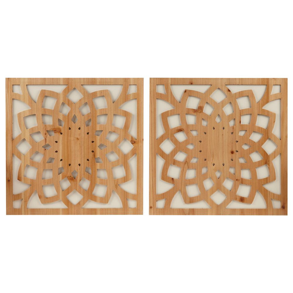 Hampton Park Lotus 2-Piece Wood Wall Decor in Natural, , large