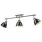 Golden Lighting Duncan 3-Light Semi-Flush - Track-Light in Pewter with Black Shades, , large