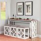 Linon Home Decor Westlee 5-Piece Rectangular Nesting Consoles and Stool Set in White and Light Brown, , large