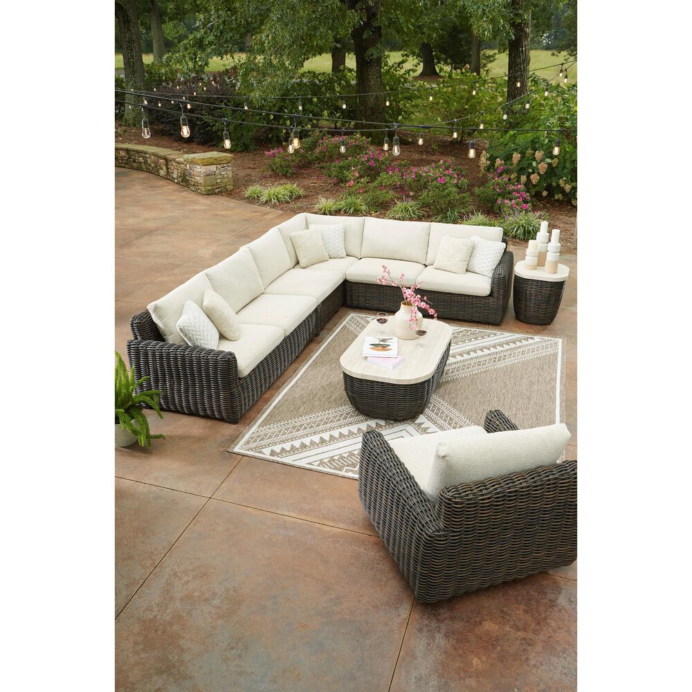 Ashley Kimora Patio Corner Chair in Beige, , large