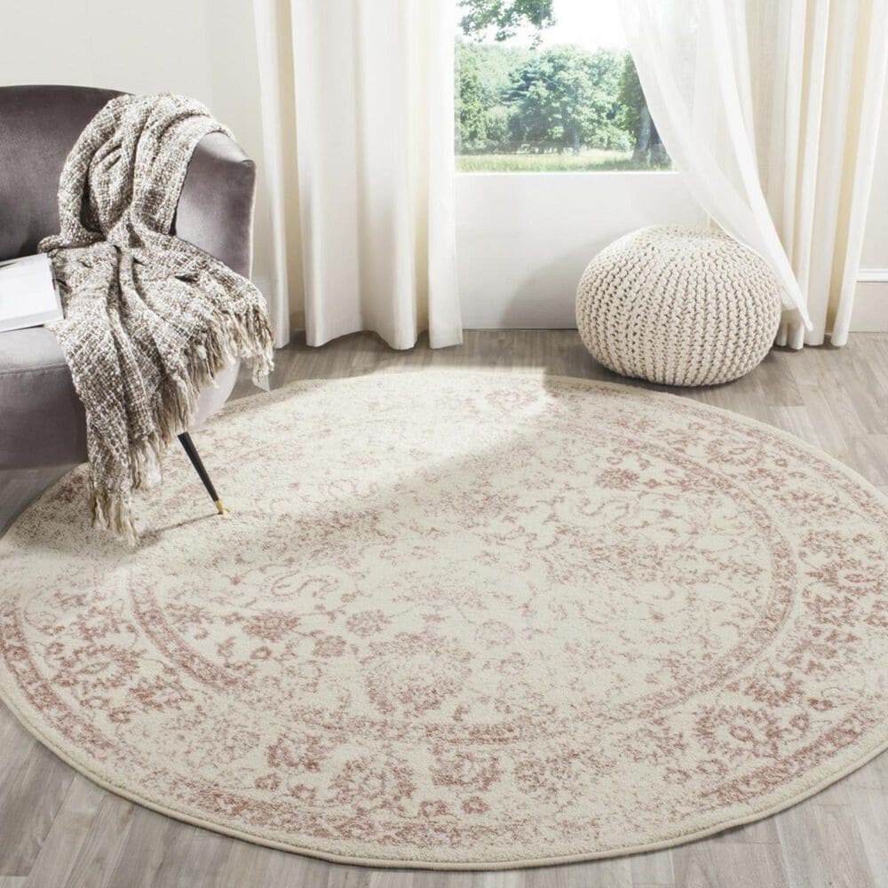 Safavieh Adirondack ADR109H 6" Round Ivory and Rose Area Rug, , large