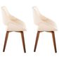 LumiSource Fabrico Side Chair with Cream Faux Leather Cushion in Walnut (Set of 2), , large