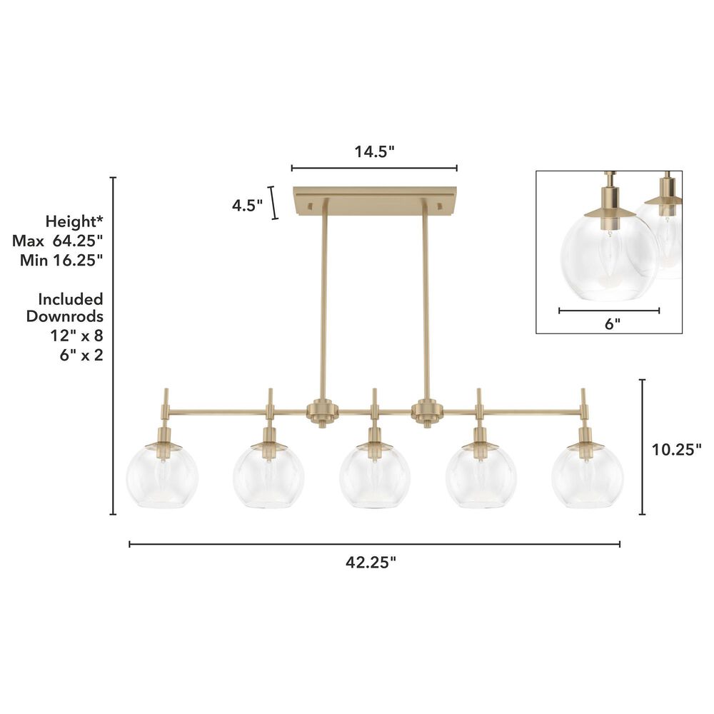 Hunter Xidane 5-Light Linear Chandelier in Alturas Gold, , large