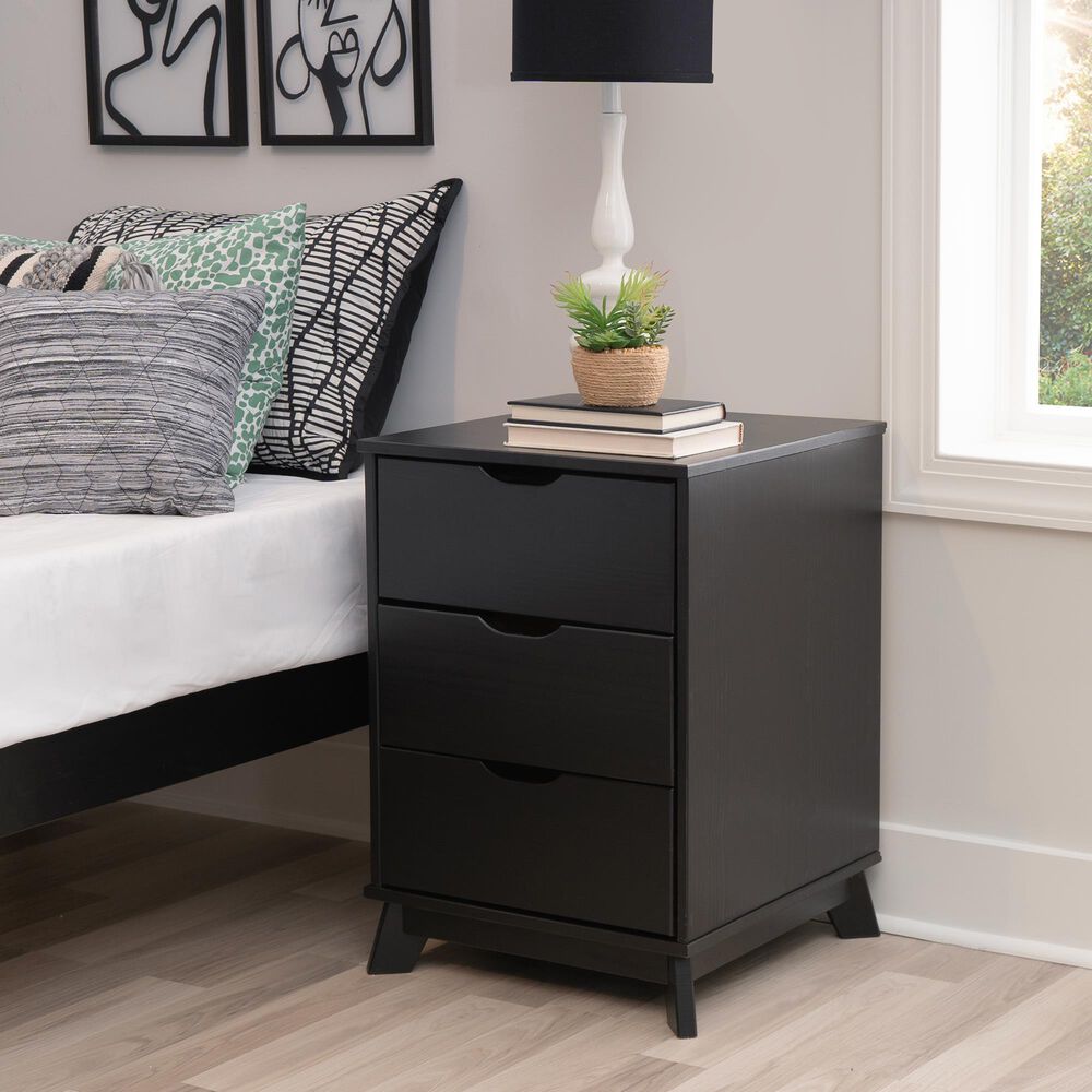 Linon Home Decor Polly 3-Drawer Nightstand in Black, , large