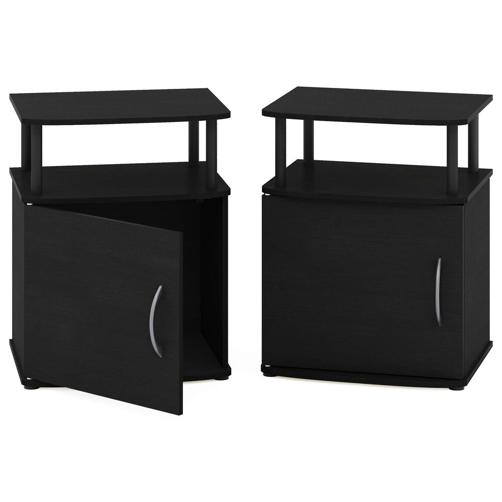 HOMLUX 3-Tier Utility Design End Table with Door in Black (Set of 2), , large