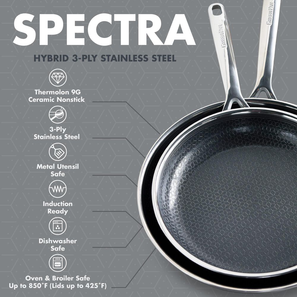 Green Pan Spectra 2-Piece Open Frypan Set in Stainless Steel, , large