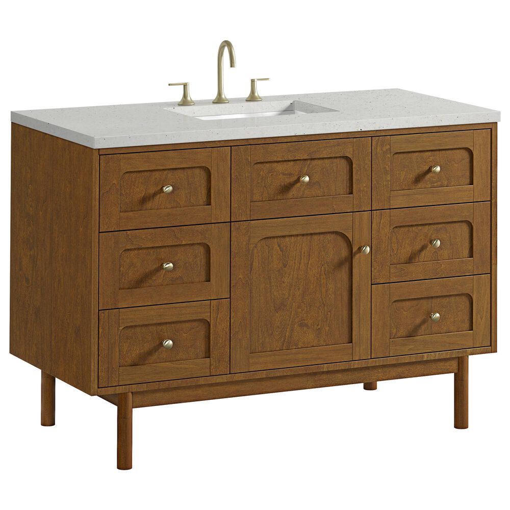 James Martin Laurent 48" Single Bathroom Vanity in Honey Oak with 3 cm Lime Delight Silestone Top and Rectangular Sink, , large