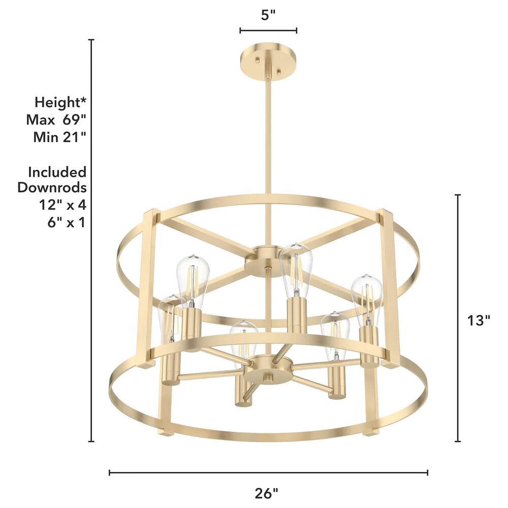 Hunter Astwood 6-Light Chandelier in Alturas Gold, , large