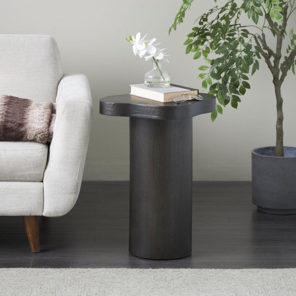 Maple and Jade Pedestal Accent End Table in Black, , large