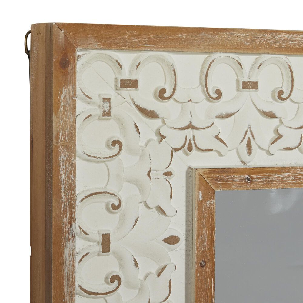 Maple and Jade 28&quot; x 36&quot; Wall Mirror in White and Brown, , large