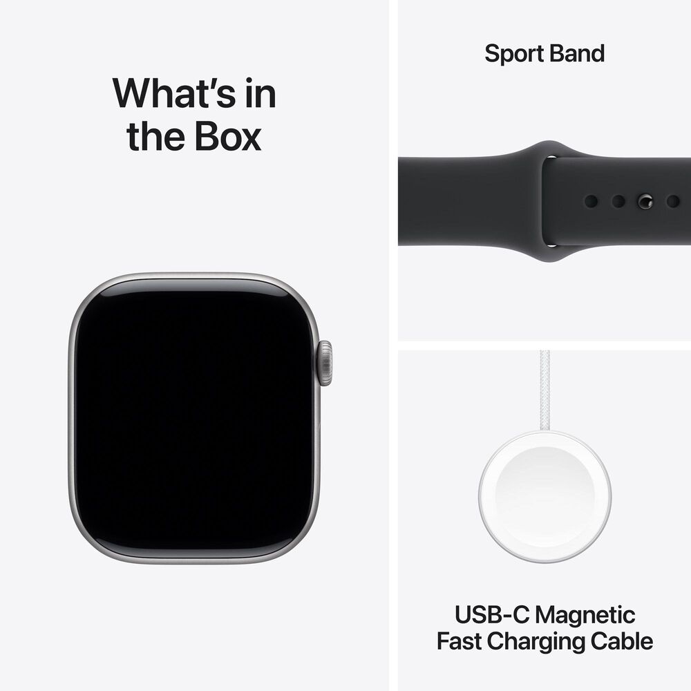Apple Watch Series 11 (GPS+Cellular) 46mm Titanium Case with Black Sport Band - M/L in Slate and 2-Year AppleCare+, , large