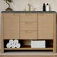 James Martin Vanities Solene 48" Single Bathroom Vanity in Seaside Oak with 3 cm Parisien Bleu Quartz Top and Rectangular Sink, , large