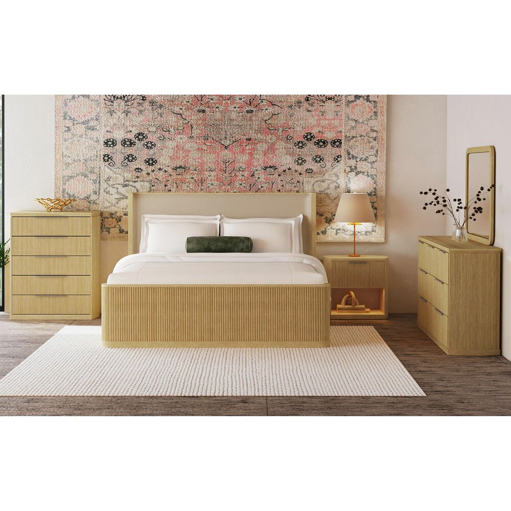 Mayberry Hill Sylvie 5 Piece Queen Upholstered Panel Bedroom Set in Natural, , large