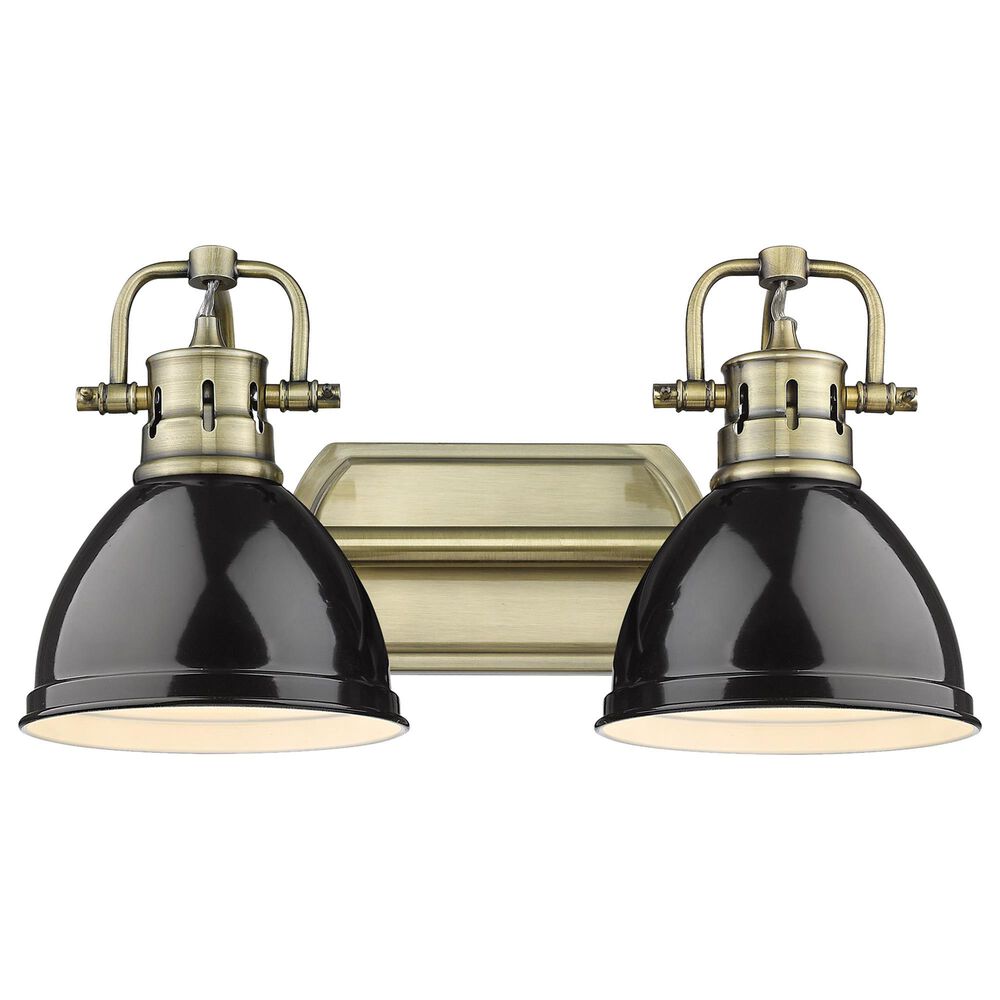 Golden Lighting Duncan 2-Light Bath Vanity in Aged Brass and Glossy Black, , large
