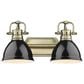 Golden Lighting Duncan 2-Light Bath Vanity in Aged Brass and Glossy Black, , large