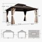 HOMLUX 10" x 14" Outdoor Hardtop Gazebo with Galvanized Steel Double Roof in Brown, , large