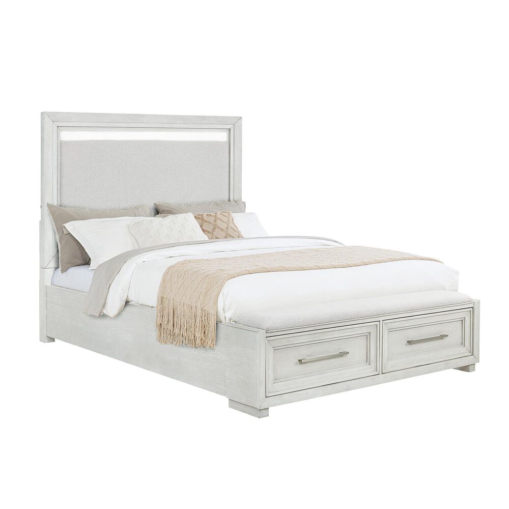 Sasha Lee 4-Piece Queen Storage Bedroom Set in Brushed White, , large