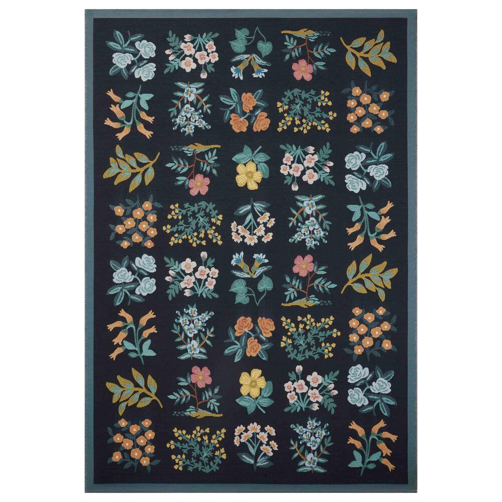 Rifle Paper Co. x Loloi Perennial Wildflower 7"10" x 11"2" Black Area Rug, , large