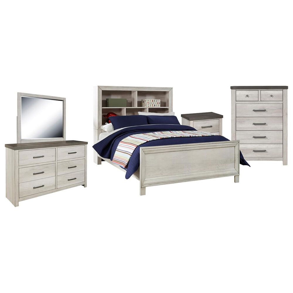 Samuel Lawrence Riverwood 5 Piece Twin Bookcase Bedroom Set in Whitewashed, , large
