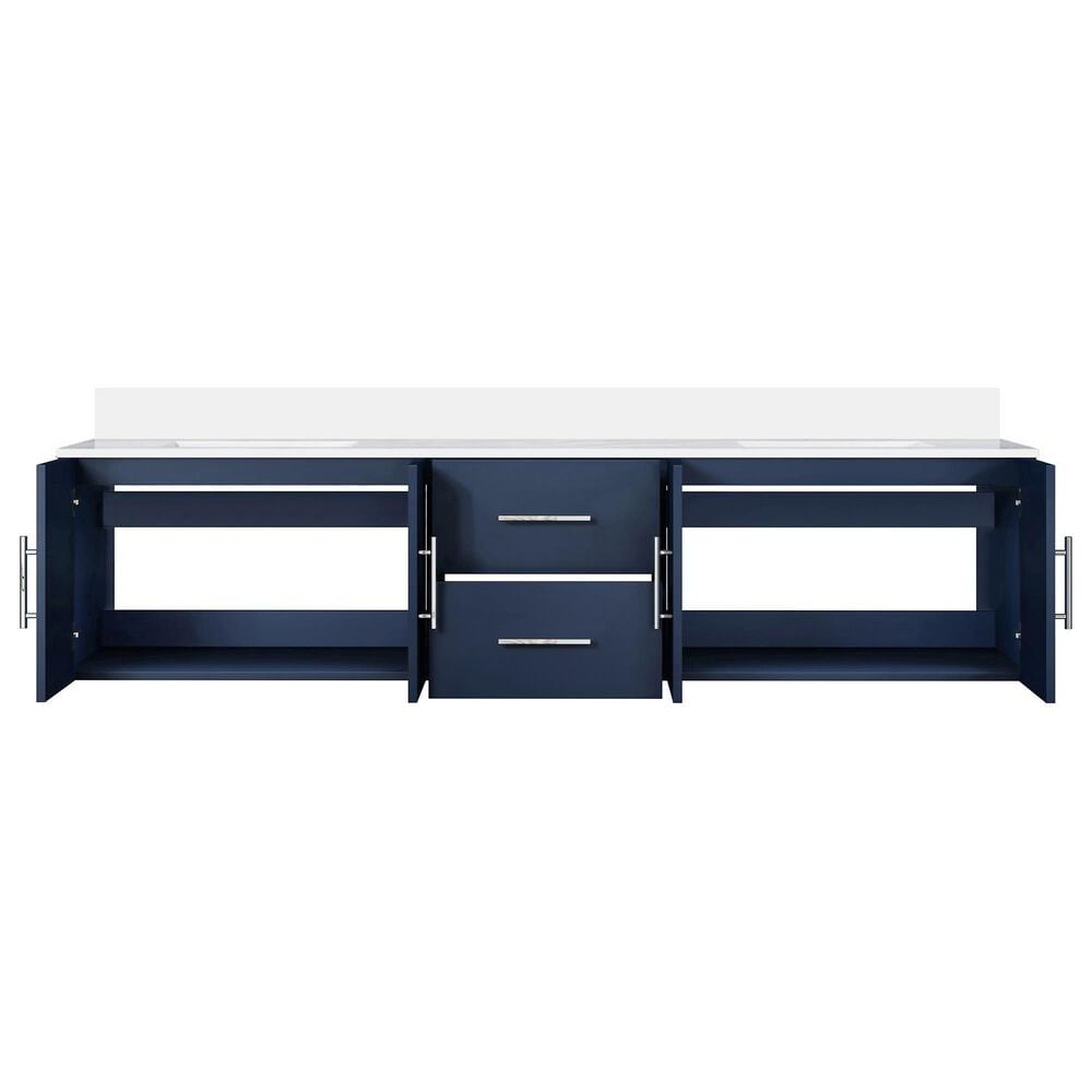 Lexora Home Geneva 80&quot; Double Bathroom Vanity in Navy Blue with 2 cm White Quartz Top and Rectangular Sinks, , large