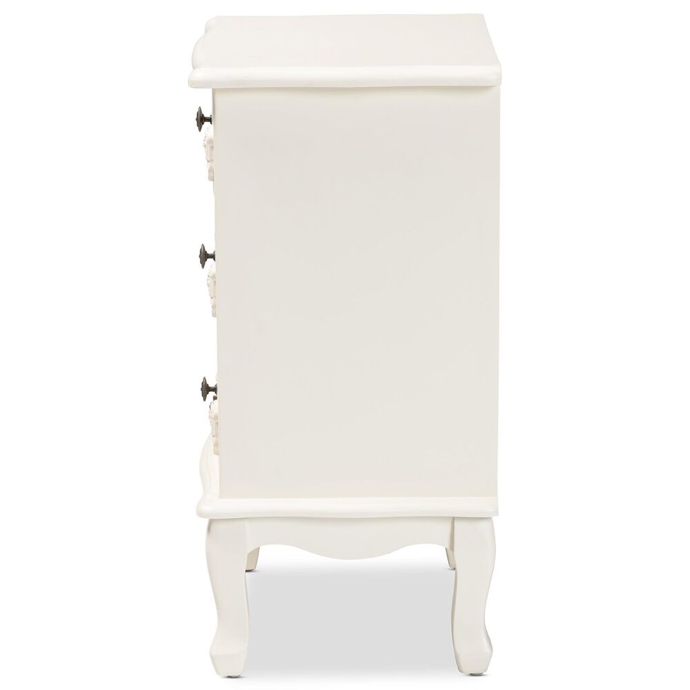 Baxton Studio Callen 3-Drawer End Table in White, , large