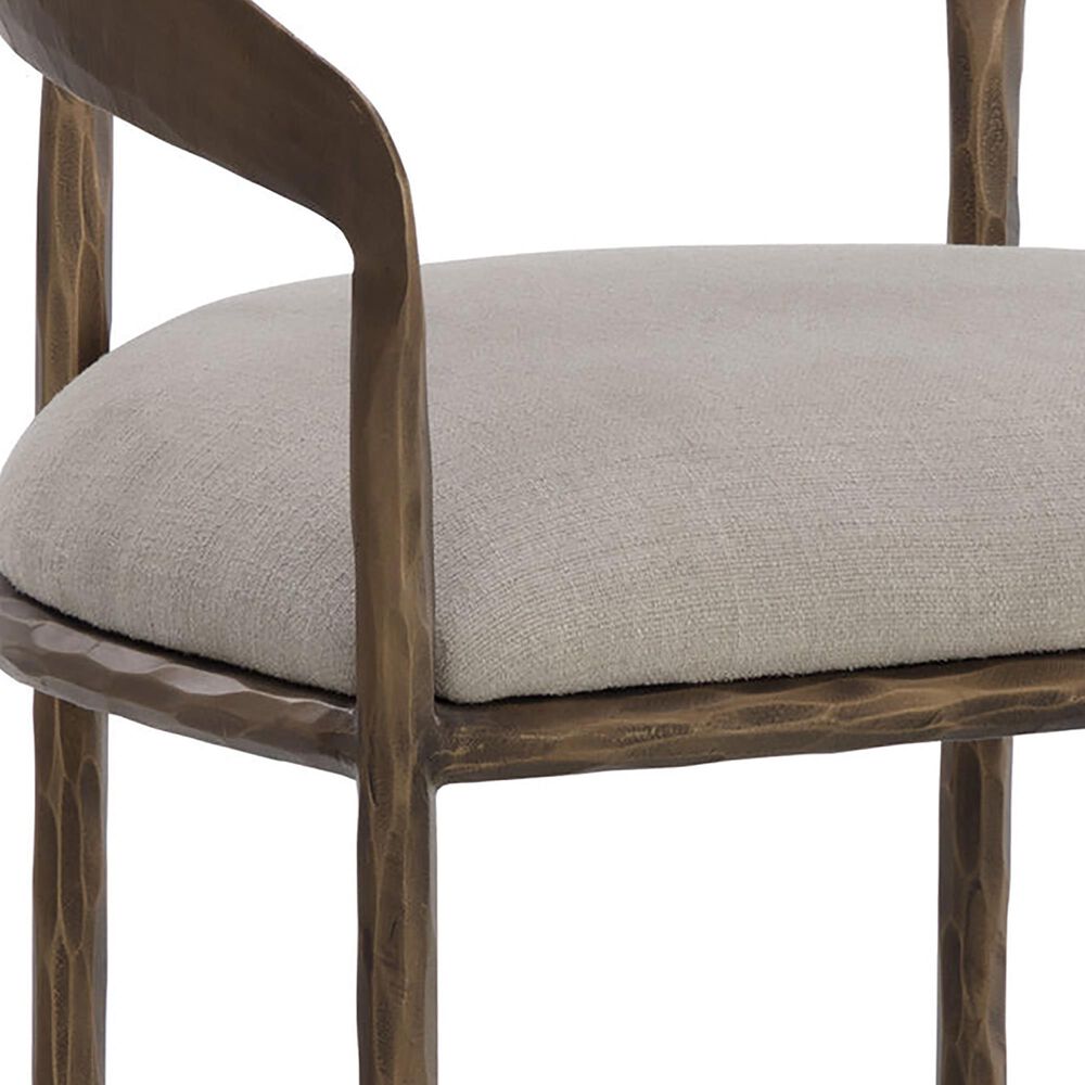 37B Zanatta Counter Stool with Taupe Grey Cushion in Antique Brass, , large