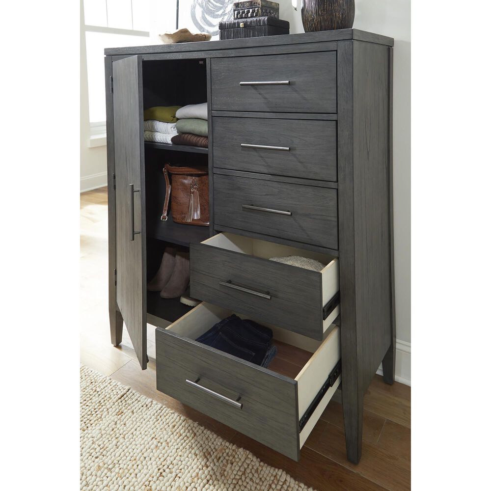 Riva Ridge Preston 5-Drawer Door Chest in Urbane Grey, , large