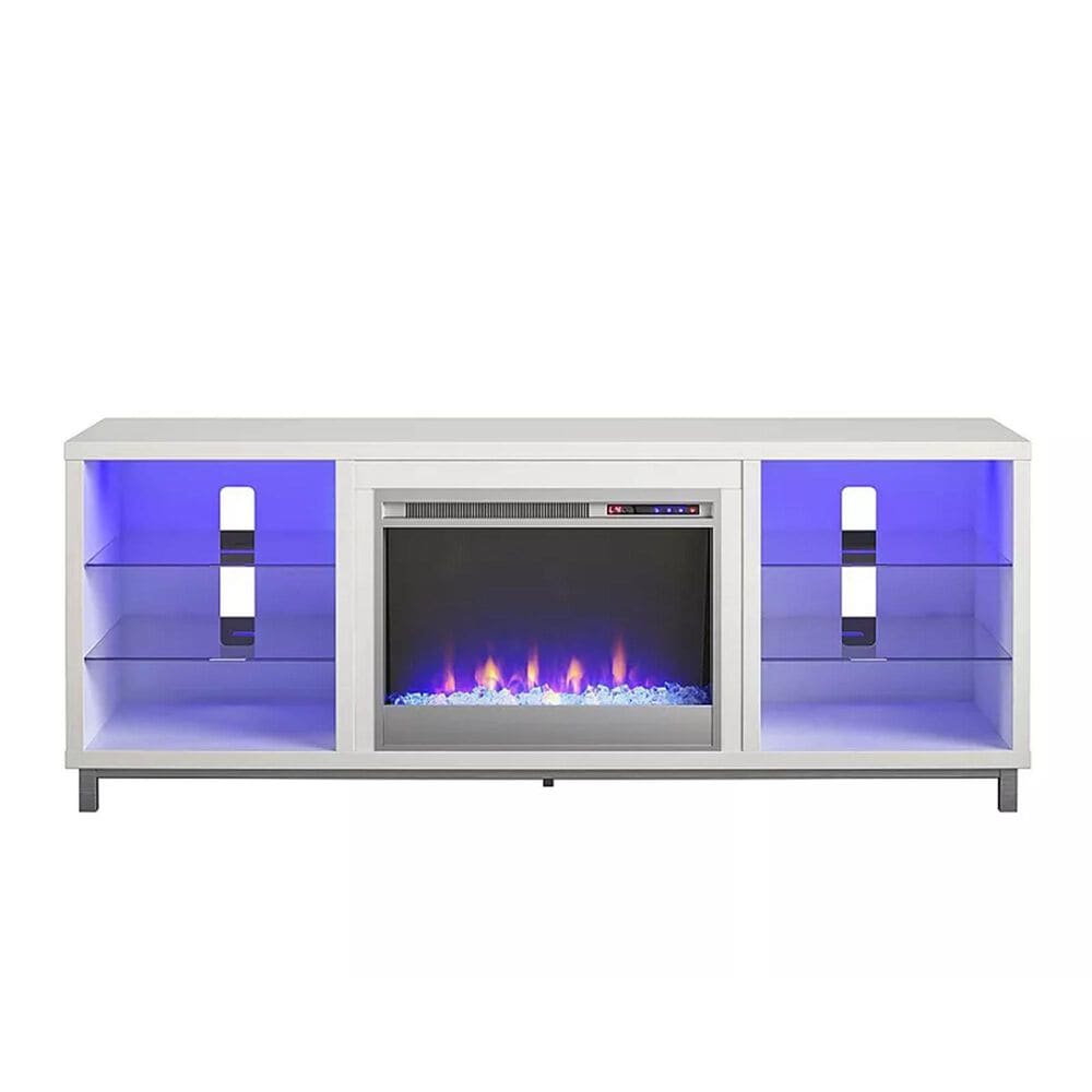 DHP Lumina Deluxe 65" TV Stand with Fireplace in White Plaster, , large
