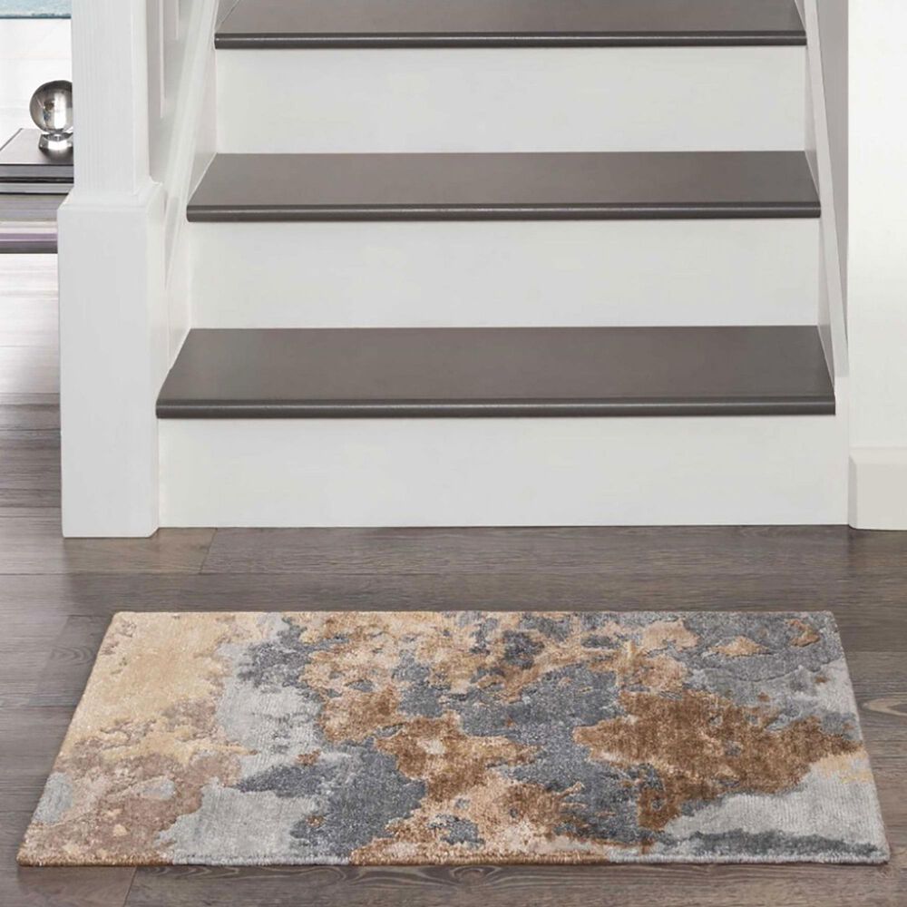 Nourison Silk Shadows 2&#39; x 3&#39; Beige and Blue Area Rug, , large