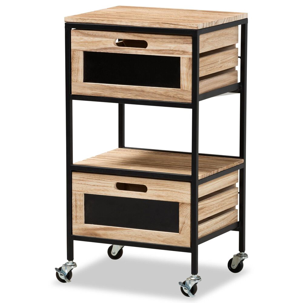 Baxton Studio Olinda End Table in Oak Brown and Black, , large
