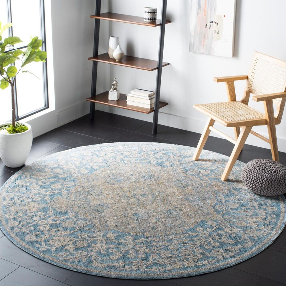 Safavieh Dream DRM412M 6&#39;7&quot; Round Blue and Grey Area Rug, , large