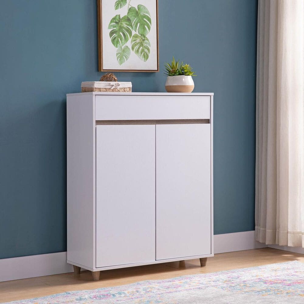 Global Movement Two-Door Shoe Cabinet in White, , large