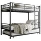 Hearth and Haven Twin Metal Bunk Bed with Trundle Ladder and Full-Length Guardrail in Black, , large