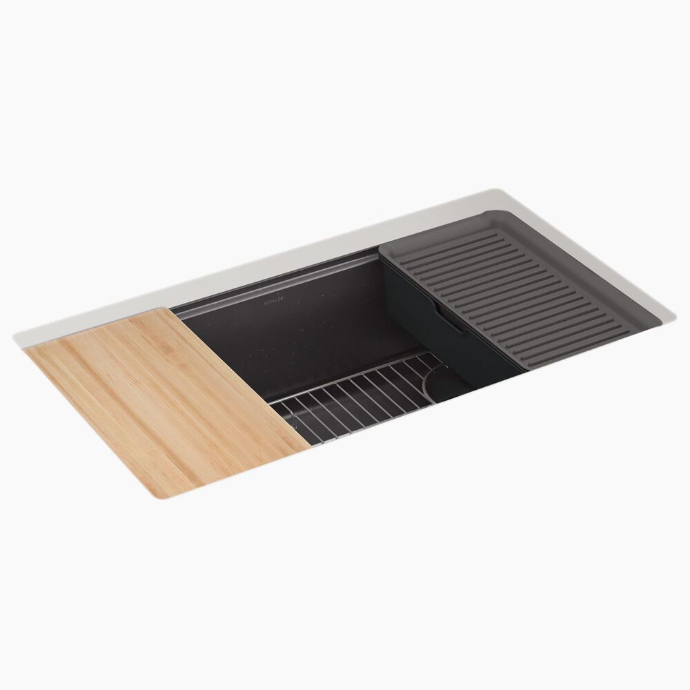 Kohler Billings 32.5&quot; Undermount Single Bowl Workstation Kitchen Sink in Matte Graphite, , large