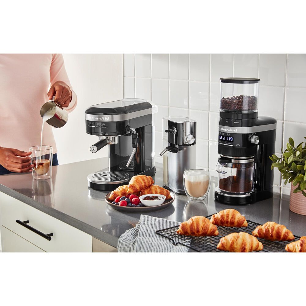 KitchenAid 47 Oz Semi-Automatic Espresso Machine in Onyx Black, , large