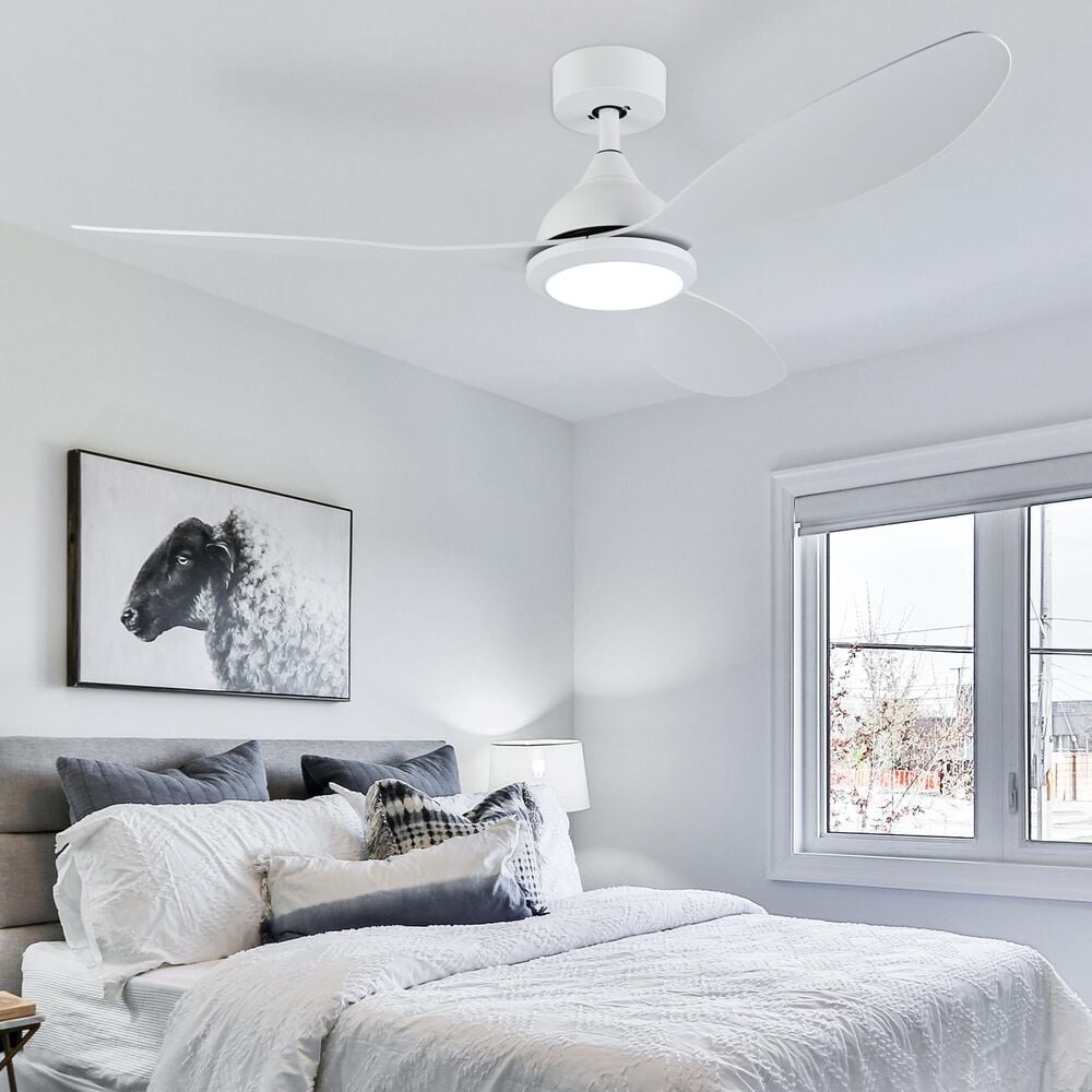 HOMLUX 52" Indoor Ceiling Fan with LED Light in White, , large