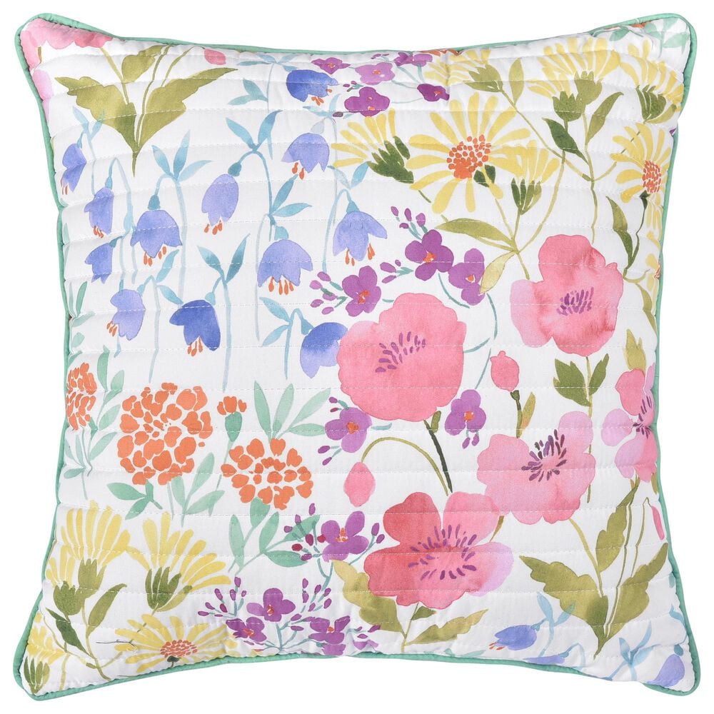 J. Queen New York Jules 18" Square Quilted Throw Pillow in Turquoise, , large