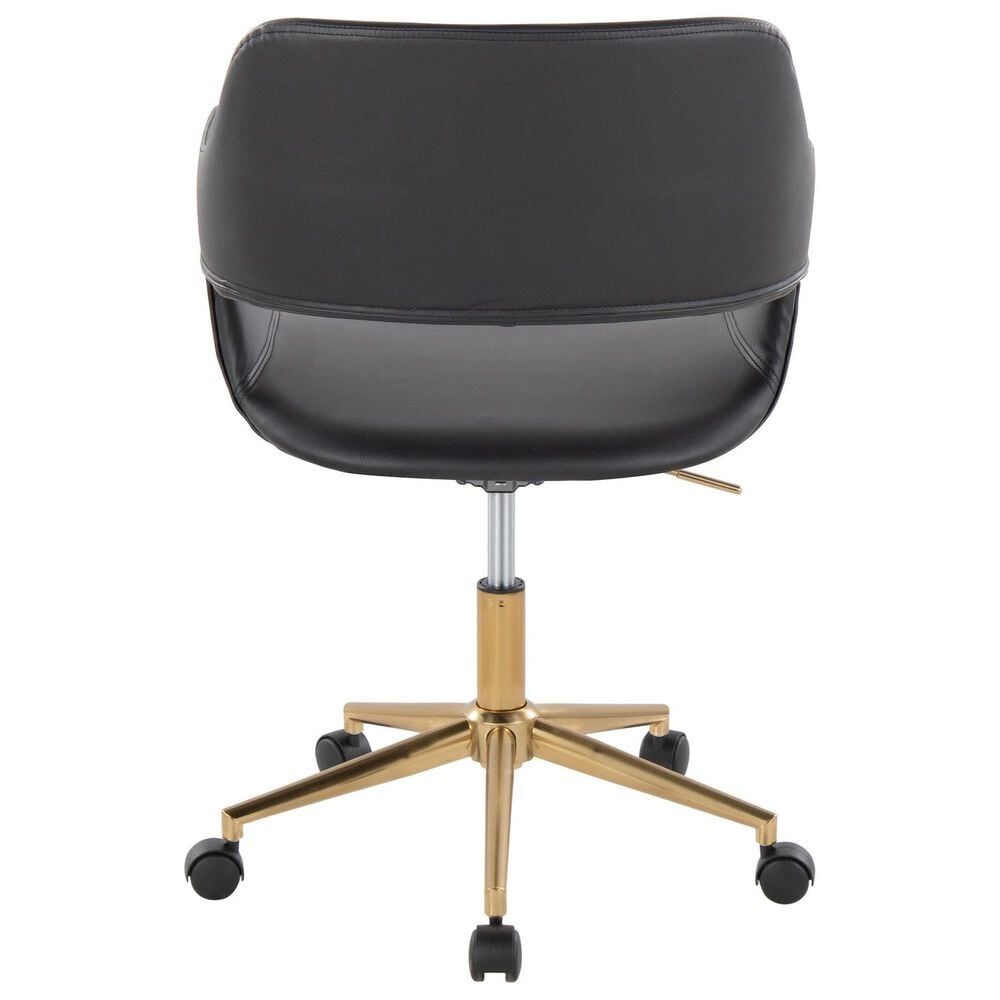 Lumisource Margarite Task Chair with Black Faux Leather Cushion in Gold, , large