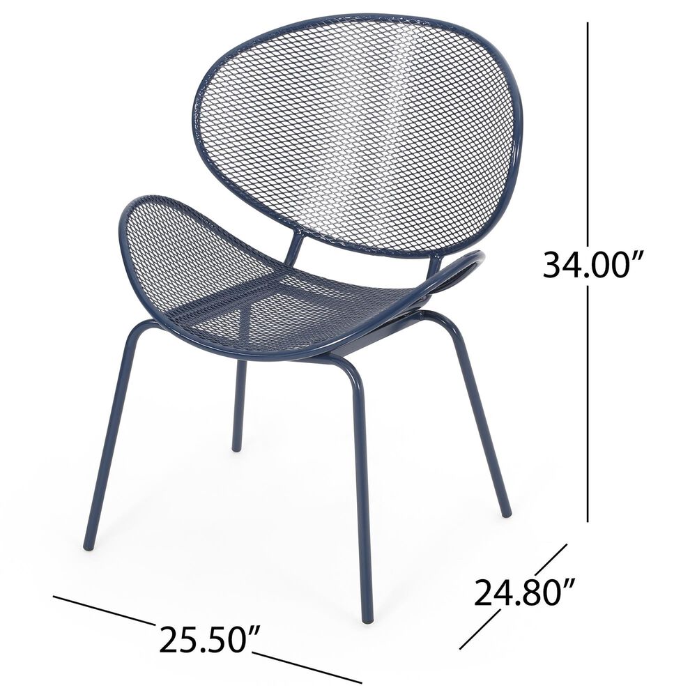 Hearth and Haven Elba Outdoor Mesh Accent Chair in Navy (Set of 2), , large