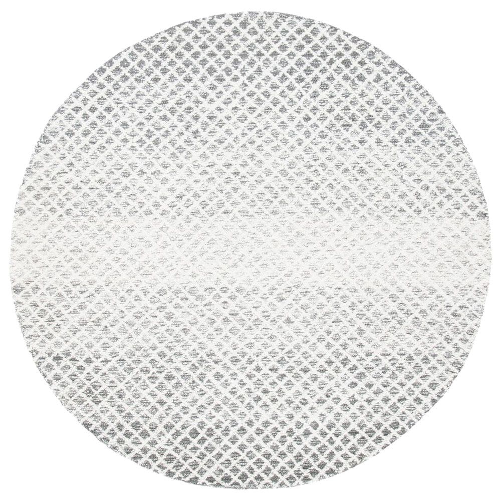 Safavieh Micro-Loop MLP353F 5" Round Gray and Ivory Area Rug, , large