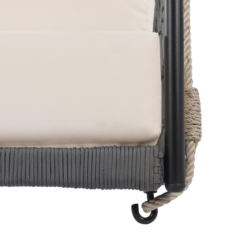 HOMLUX Patio Woven Rope Swing Sofa with Black Steel in Beige, , large
