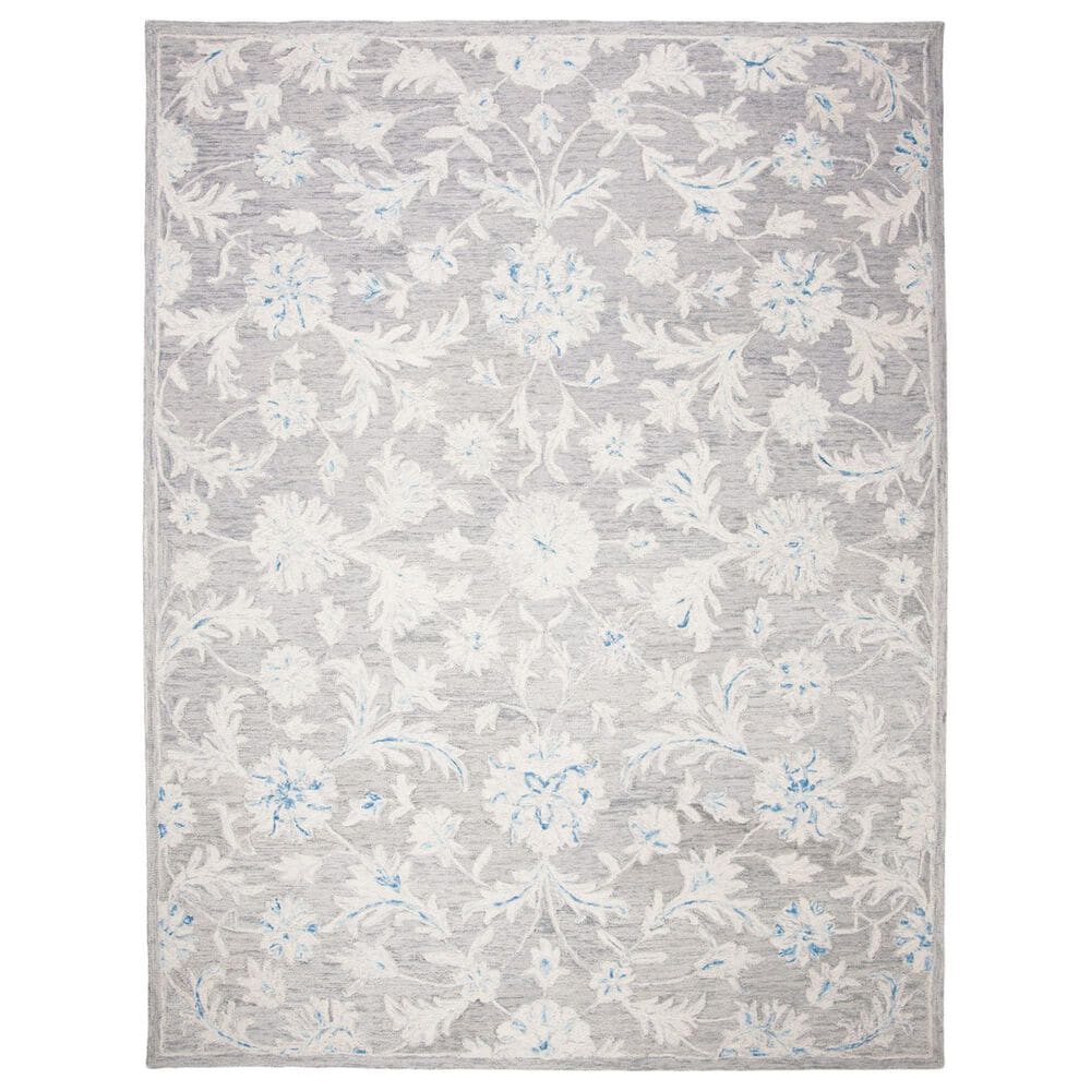 Safavieh Micro-Loop Floral 11" x 15" Grey and Ivory Area Rug, , large